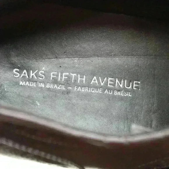 Saks Fifth Avenue Mens Brown Leather Oxford Wingtip Brogue Dress Shoe Sz US 11.5 - Picture 8 of 10